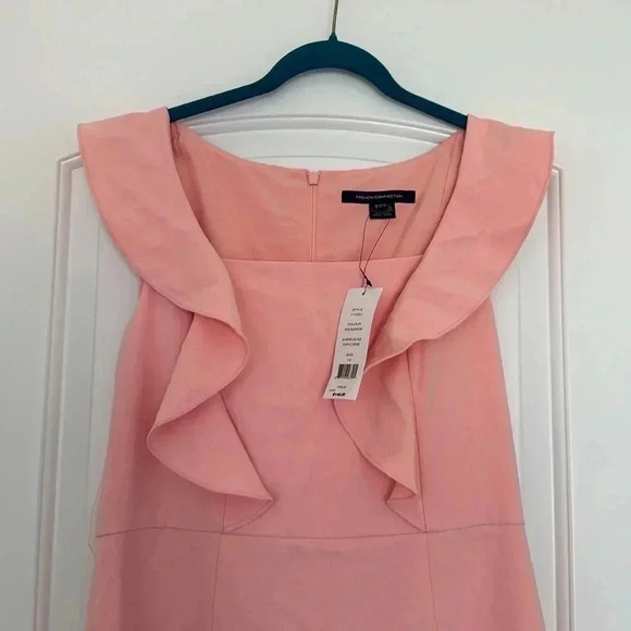 NWT French Connection Whisper Square Neck Ruffle Dress Color True Blossom Sz 12 - Picture 3 of 6
